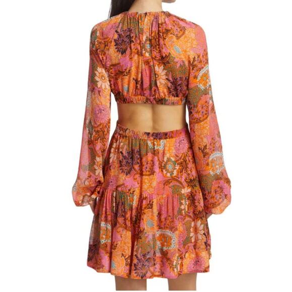 A.L.C. Izzy Dress Floral Silk Cutout Dress Colorful Summer Boho Vacation Size 12 - Picture 2 of 6